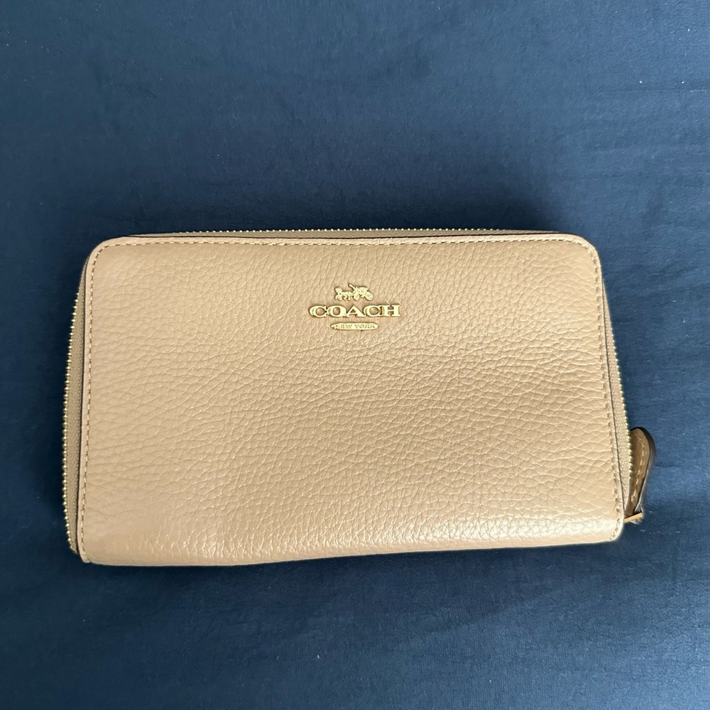 Coach Tan Leather Zip Wallet